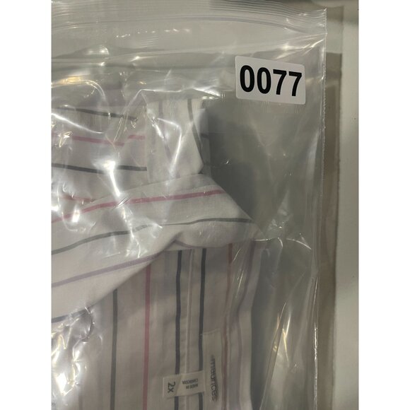 Maurices Womens Striped Button-Down Shirt 2X 100% Cotton White Multi-Color - Picture 11 of 13